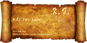 Kóhn Igor névjegykártya